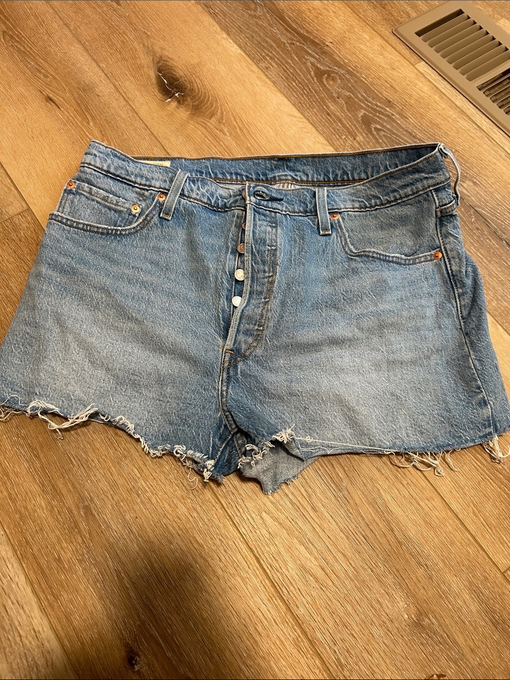 Levi 501s Classic Blue Denim Cutoff Shorts - Women's